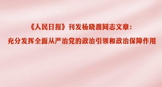 《人民日报》刊发杨晓渡同志文章：充分发挥全面从严治党的政治引领和政治保障作用